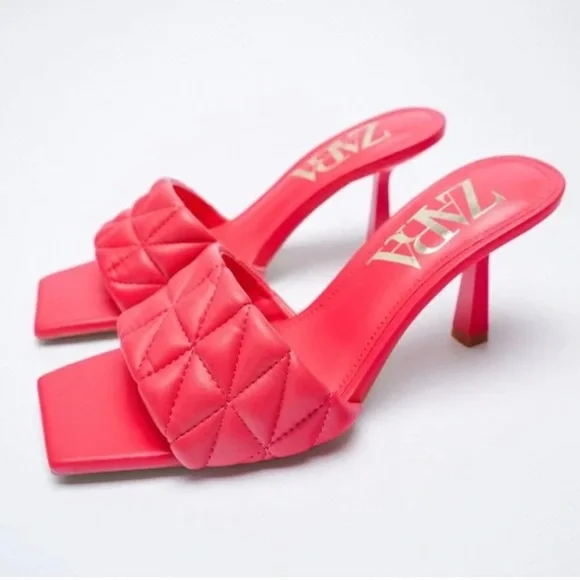 Zara Shoes Zara Pink Quilted Heels Poshmark